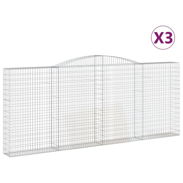 vidaXL Obokane gabion košare 3 kosi 400x30x160/180 cm pocinkano železo