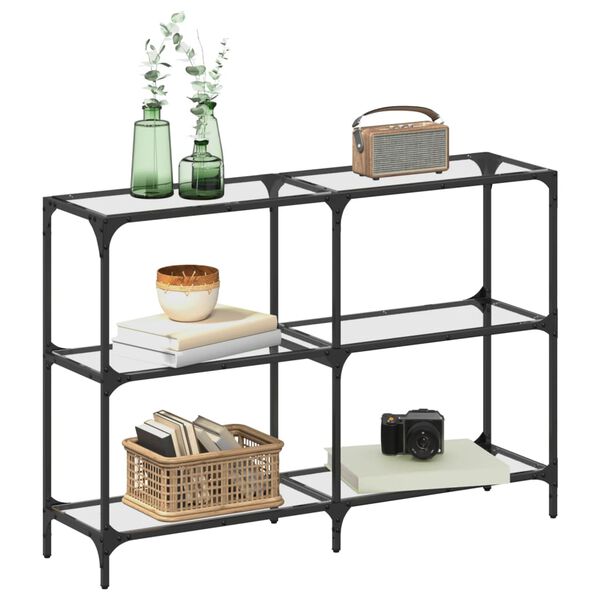 vidaXL Konzolna mizica s stekleno povr&scaron;ino 118,5x30x81 cm jeklo