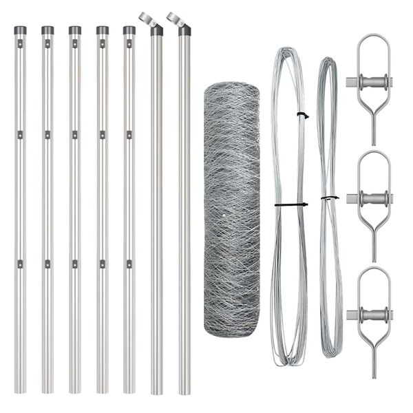 vidaXL Steber ograje. srebrna 10 x 0,5 m (36 mm mreža) Jeklo