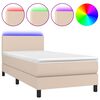vidaXL Box spring postelja z vzmetnico LED kapučino 90x200 cm