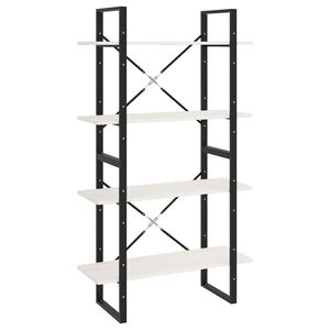 vidaXL Knjižna omara 4-nadstropna bela 80x30x140 cm trdna borovina