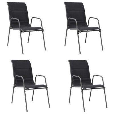 vidaXL Vrtni stoli 4 kosi jeklo in tekstil črne barve