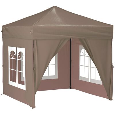 vidaXL Zložljiv vrtni šotor s stranicami taupe 2x2 m