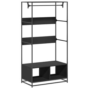 vidaXL Garderobna omara črna 90x50x180 cm inženirski les