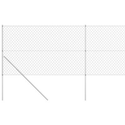 vidaXL Mrežna ograja s stebrički pocinkano jeklo 15x1,5 m srebrna