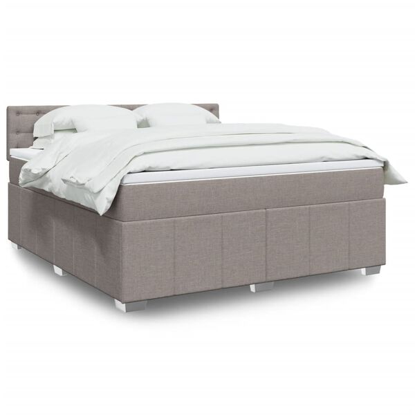 vidaXL Box spring postelja z vzmetnico taupe 180x200 cm blago