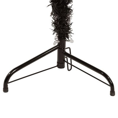 vidaXL Ozka umetna polovična novoletna jelka s stojalom črna 210 cm