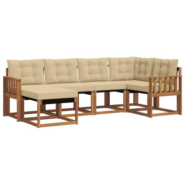 vidaXL Zunanja garnitura za sedenje z blazino 6 pcs Naravna in bež