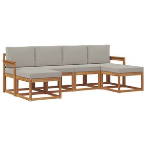 vidaXL Zunanja garnitura za sedenje 6 pcs Naravna in svetlo siva