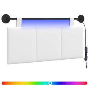 vidaXL Viseče vzglavje postelje Z LED svetlobo Bela Blago