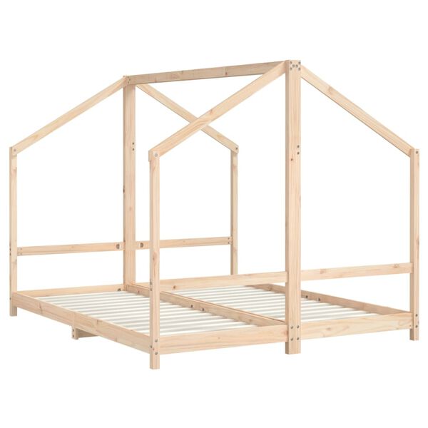 vidaXL Otro&scaron;ki posteljni okvir 2x(80x200) cm trdna borovina