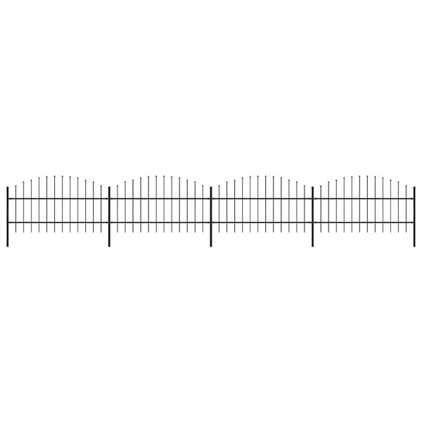 vidaXL Vrtna ograja s suličastim vrhom jeklo 714,5 x 100 cm črna