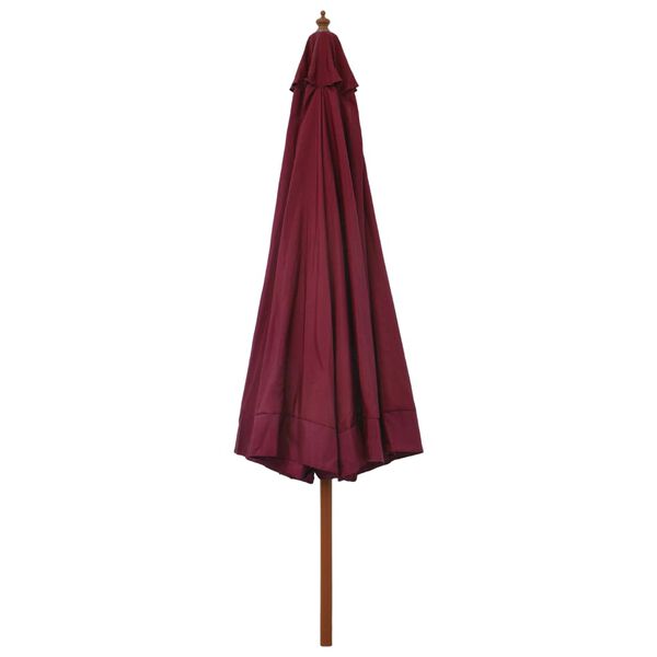 vidaXL Zunanji senčnik z lesenim drogom 330 cm bordo