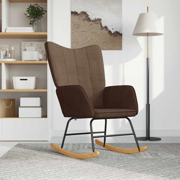 vidaXL Gugalni stol rjavo blago