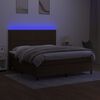 vidaXL Box spring postelja z vzmetnico LED temno rjava 180x200cm blago