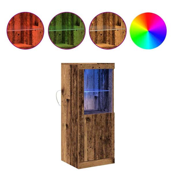 vidaXL LED bočni predalnik Rjava 41 x 37 x 100 cm Konstruiran les