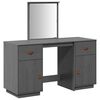 vidaXL Komplet toaletne mizice z ogledalom siva trdna borovina