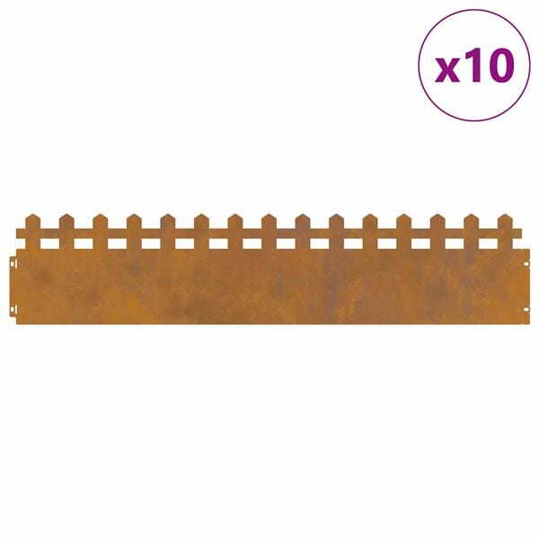 vidaXL Robniki za trato 10 pcs Rjav 103 x 0,05 x 22 cm