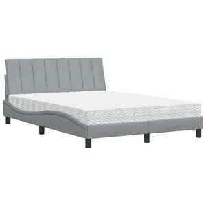 vidaXL Postelja z vzmetnico Hanko svetlo siva 120x200 cm blago
