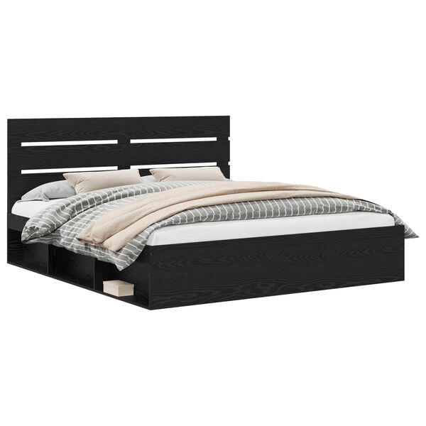 vidaXL Konstrukcija postelje Črna 200 x 200 cm Masivno borovo les