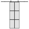 vidaXL Drsna vrata z opremo 76x205 cm kaljeno steklo in aluminij
