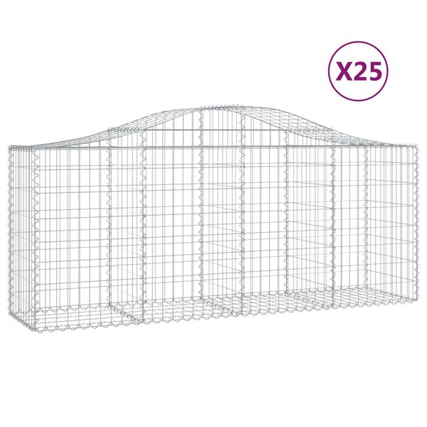 vidaXL Obokane gabion ko&scaron;are 25 kosov 200x50x80/100 cm cinkano železo