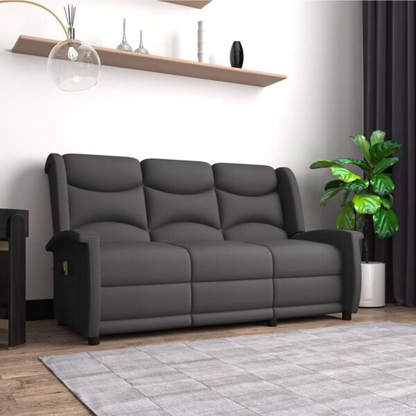 vidaXL Masažni trosed temno sivo blago iz mikrovlaken