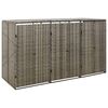 vidaXL Trojna lopa za smetnjak siva 207x80x117 cm poli ratan