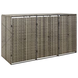 vidaXL Trojna lopa za smetnjak siva 207x80x117 cm poli ratan