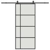 vidaXL Drsna vrata z opremo črna 90x205 cm ESG steklo