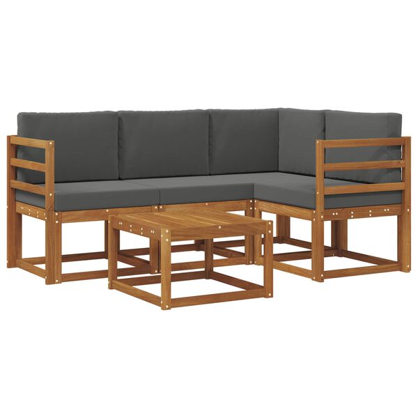 vidaXL Zunanja garnitura za sedenje 5 pcs Naravna in antracitna