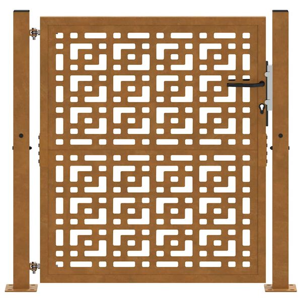 vidaXL Vrtna vrata 100x100 cm odporna jeklena križna oblika