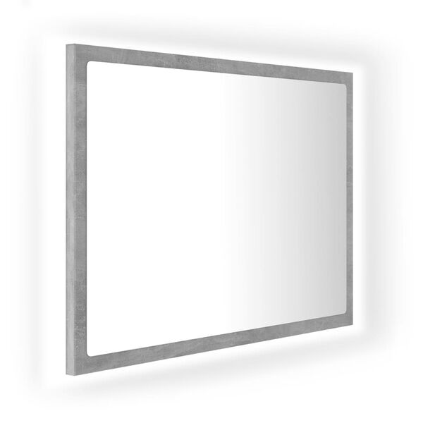 vidaXL LED kopalniško ogledalo betonsko sivo 60x8,5x37 cm akril