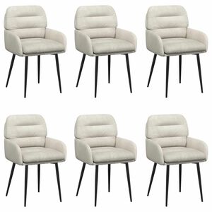 vidaXL Jedilni stoli 6 kos Žamet Krem 59 x 59,5 x 90 cm