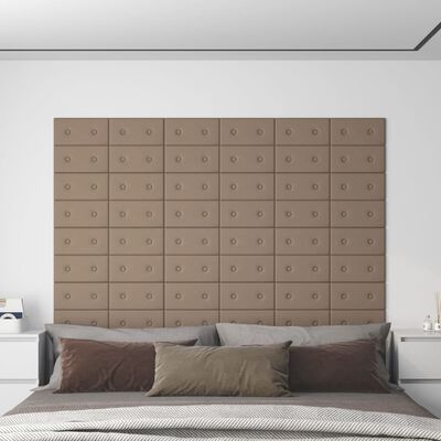 vidaXL Stenski paneli 12 kosov kapučino 30x15 cm umetno usnje 0,54 m²