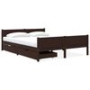 vidaXL Posteljni okvir z 2 predaloma temno rjav 160x200 cm borovina