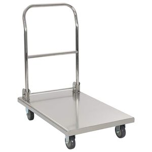 vidaXL Voziček s platformo srebrn 82x53x86 cm nerjaveče jeklo