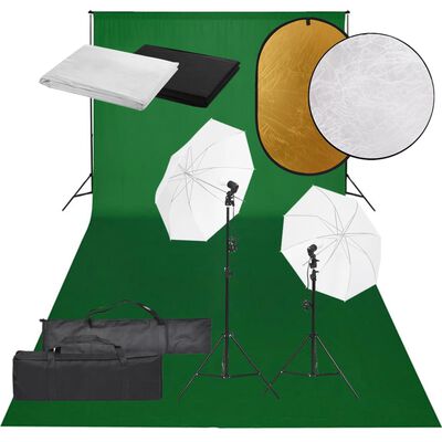 vidaXL Komplet za foto studio z lučmi, ozadjem in odbojnikom