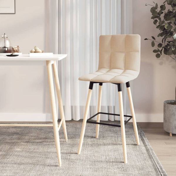 vidaXL Barski stolček krem blago