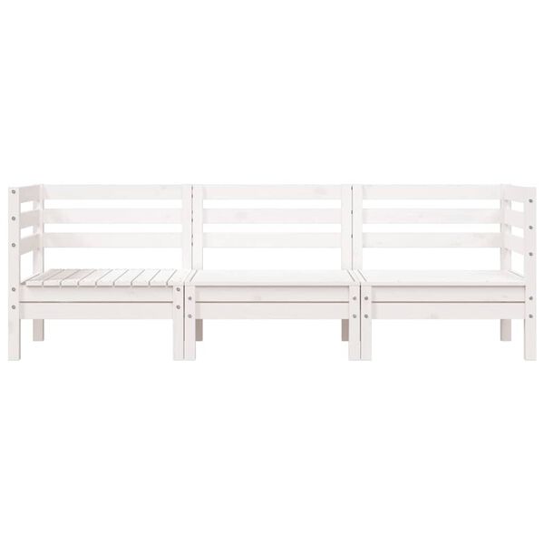 vidaXL Vrtni kavč trosed bela trdna borovina