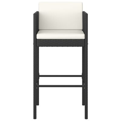 vidaXL Barski stolčki 2 kosa z blazinami črni poli ratan