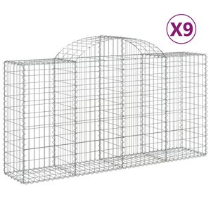 vidaXL Obokana gabionska ko&scaron;ara 9kos 200x50x100/120cm pocinkano železo