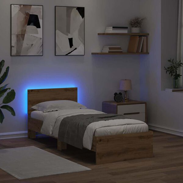 vidaXL Konstrukcija postelje Umetni hrast 75 x 190 cm Konstruiran les