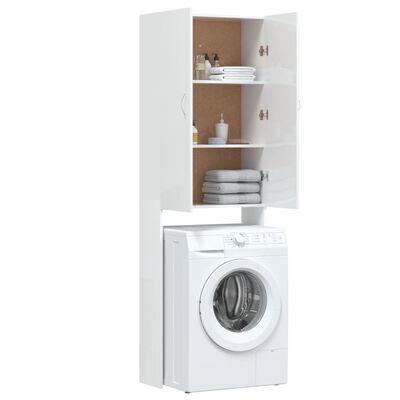 vidaXL Omara za pralni stroj visok sijaj bela 64x25,5x190 cm