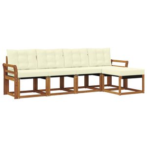 vidaXL Zunanja garnitura za sedenje z blazino 5 pcs Naravna in smetana