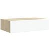 vidaXL Stenska polica s predalom 2 kosa hrast in bela 40x23,5x10cm MDF