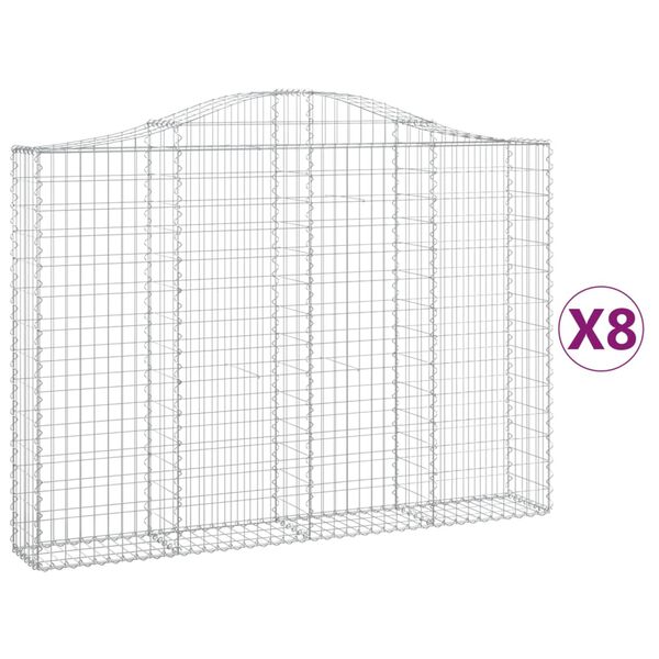 vidaXL Obokane gabion ko&scaron;are 8 kosov 200x30x140/160cm pocinkano železo