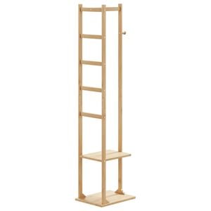 vidaXL Stojalo za pla&scaron;če s kljukami in policami 38,5x30x156 cm Bambus