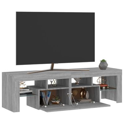vidaXL TV omarica z LED lučkami siva sonoma 140x36,5x40 cm