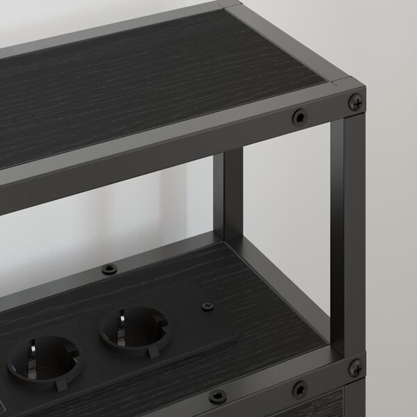 vidaXL Skladi&scaron;čni naslon s polico Črni hrast 80 cm Konstruiran les